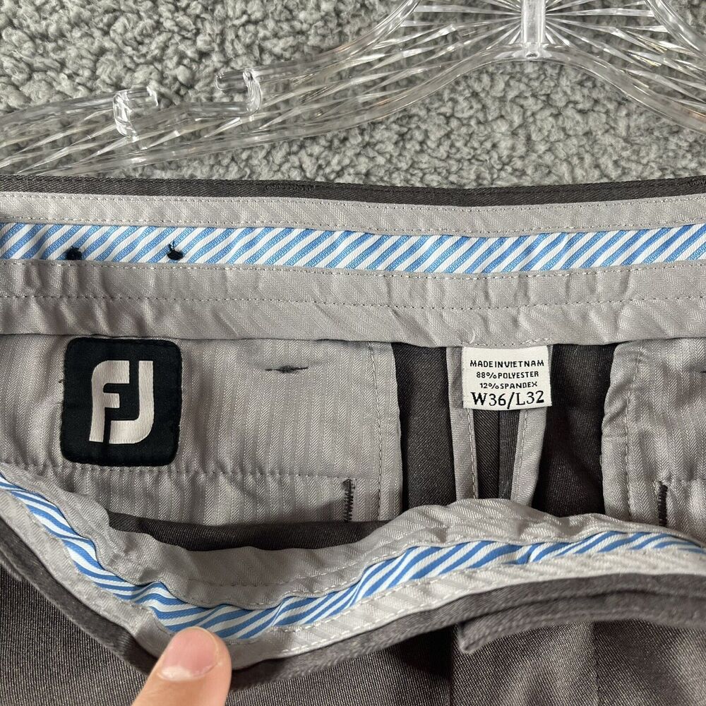 FJ FootJoy Golf Pants Chino Flat Front Straight Leg Size 36/32 Stretch Gray Mens - Picture 2 of 7